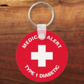 Porte-clés Personalized Medical Alert  Diabetic Red  (Recto)