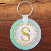 Porte-clés Personalized Monogram Mandala Gold and Blue (Verso)