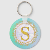 Porte-clés Personalized Monogram Mandala Gold and Blue (Verso)