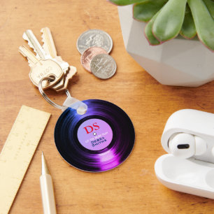 Porte-clés Personalized Music Vinyl Record Purple