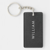 Porte-clés Personalized Name Sleek Black Leather Texture (Devant)
