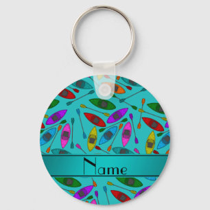 Porte-clés Personalized name turquoise rainbow kayaks