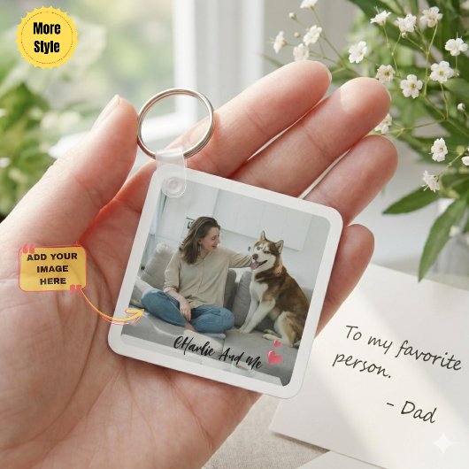 Porte-clés Personalized Pet Photo and Owner Heart Keychain 