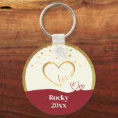Porte-clés Personalized Pet Photo "Love" Gold Glitter (Verso)