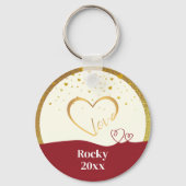 Porte-clés Personalized Pet Photo "Love" Gold Glitter (Verso)