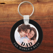 Porte-clés Personalized Photo in Black Circle Best Dad (Verso)