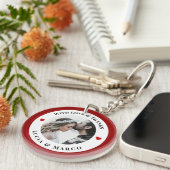 Porte-clés Personalized Photo in White Circle with Red Heart (Devant droit)