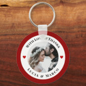 Porte-clés Personalized Photo in White Circle with Red Heart (Recto)