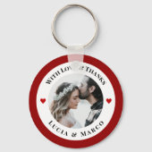 Porte-clés Personalized Photo in White Circle with Red Heart (Verso)