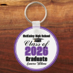 Porte-clés Personalized Purple Class of 2026 Graduation Party<br><div class="desc">Customize your own purple high school Class of 2026 graduate keychain for a high school or college graduation party. Cool varsity letters for the year on a great custom commemorative keepsake for seniors.</div>