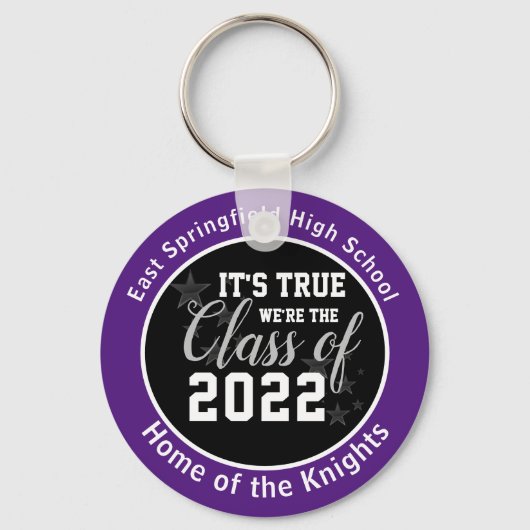 Porte-clés Personalized Purple High School Class of 2022 (Recto)