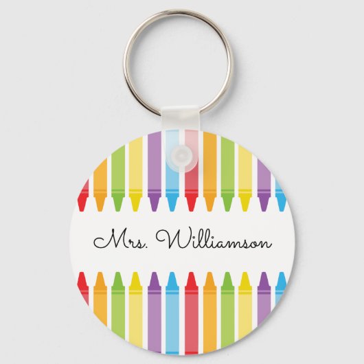 Porte-clés Personalized Rainbow Crayons Teacher Appreciation (Recto)