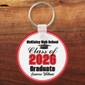 Porte-clés Personalized Red Class of 2026 Graduation Party (Verso)