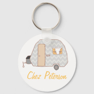 Porte-clés Personalized Retro Art Caravan Owner's Keychains