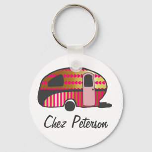 Porte-clés Personalized Retro Art Caravan Owner's Keychains