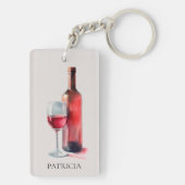 Porte-clés Personalized Rustic Watercolor Red Wine Glass (Dos)