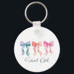 Porte-clés Personalized Sweet Girl Keychain | Custom Name Bow<br><div class="desc">Add a charming touch to your everyday accessories with this personalized Sweet Girl keychain featuring a cute watercolor bow design and custom name option. This adorable keychain is perfect for decorating keys, bags, backpacks, or purses while showing off a soft coquette aesthetic style. Customize it with any name to create...</div>