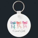 Porte-clés Personalized Sweet Girl Keychain | Custom Name Bow<br><div class="desc">Add a charming touch to your everyday accessories with this personalized Sweet Girl keychain featuring a cute watercolor bow design and custom name option. This adorable keychain is perfect for decorating keys, bags, backpacks, or purses while showing off a soft coquette aesthetic style. Customize it with any name to create...</div>
