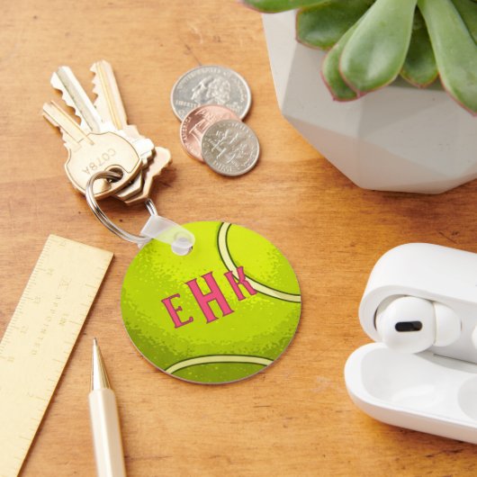 Porte-clés Personalized Tennis Ball Keychain with Initials (Bureau)