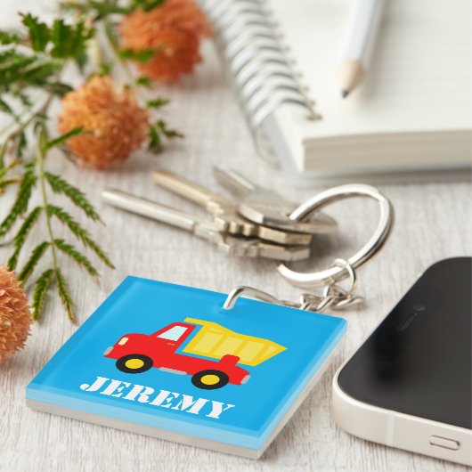 Porte-clés Personalized toy dump truck lorry kid's keychain (Devant Droit)