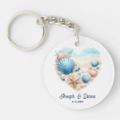 Porte-clés Personalized Valentine Anniversary Seashell Heart (Devant)