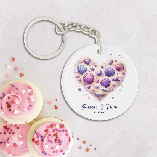 Porte-clés Personalized Valentine Anniversary Seashell Heart