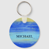 Porte-clés Personlized Button Keychain  "At the Beach" Blue (Recto)