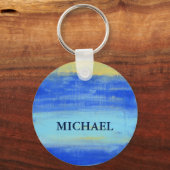 Porte-clés Personlized Button Keychain  "At the Beach" Blue (Recto)