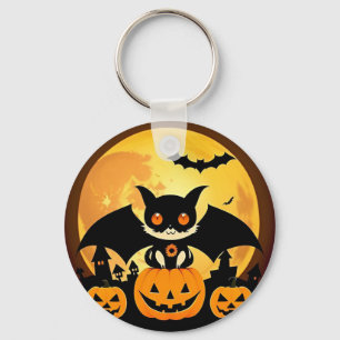 Porte-clés Personnage de chat mignon d'Halloween avec des cit
