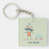 Porte-clés Personnage de moustache de conducteur de course dr (Devant)