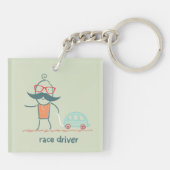Porte-clés Personnage de moustache de conducteur de course dr (Dos)