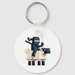 Porte-clés Personnage de pixel art de style block de mouton c