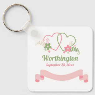 Porte-clés Personnalisable Deux Coeurs Liés Mariage