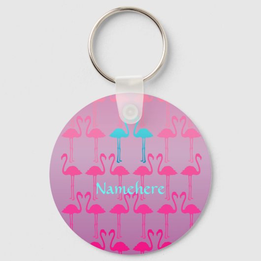 Porte-clés Personnalisable : Flamant rose deux (Recto)