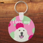 Porte-clés Personnalisable J'aime mes Grands Pyrénées (Recto)