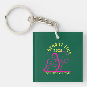 Porte-clés Personnalisable "Plier comme 2025" Yoga Cat