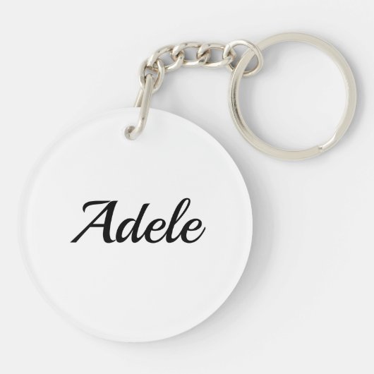 Porte-clés personnalisable prénom Adele noir blanc (Dos)