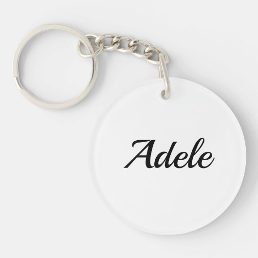 Porte-clés personnalisable prénom Adele noir blanc (Devant)