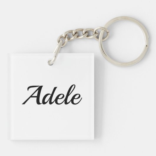 Porte-clés personnalisable prénom Adele noir blanc (Dos)