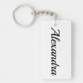 Porte-clés personnalisable prénom Alexandra noir et blanc (Devant)