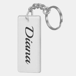 Porte-clés personnalisable prénom Diana noir blanc