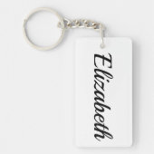 Porte-clés personnalisable prénom Elizabeth, noir et blanc (Devant)