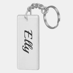 Porte-clés personnalisable prénom Elly noir blanc