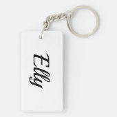 Porte-clés personnalisable prénom Elly noir blanc (Dos)