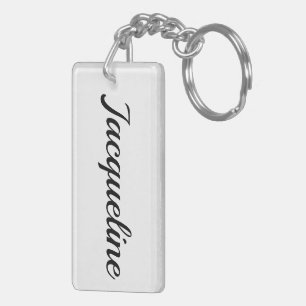 Porte-clés personnalisable prénom Jacqueline noir et blanc