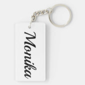 Porte-clés personnalisable prénom Monika noir et blanc (Dos)
