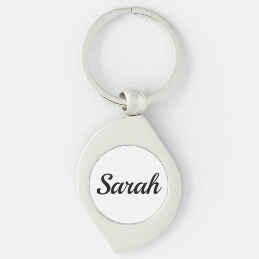 Porte-clés personnalisable prénom Sarah, noir et blanc (Devant)