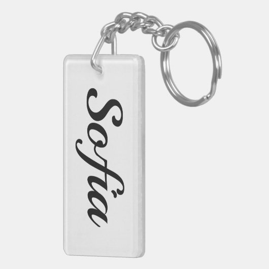 Porte-clés personnalisable prénom Sofia noir blanc (Dos droit)