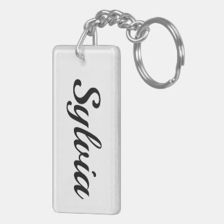 Porte-clés personnalisable prénom Sylvia noir et blanc