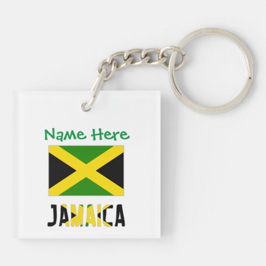 Porte-clés Personnalisation verte du drapeau jamaïcain (Dos)